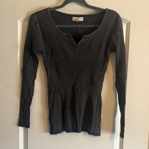 Gray Black Long Sleeve Top